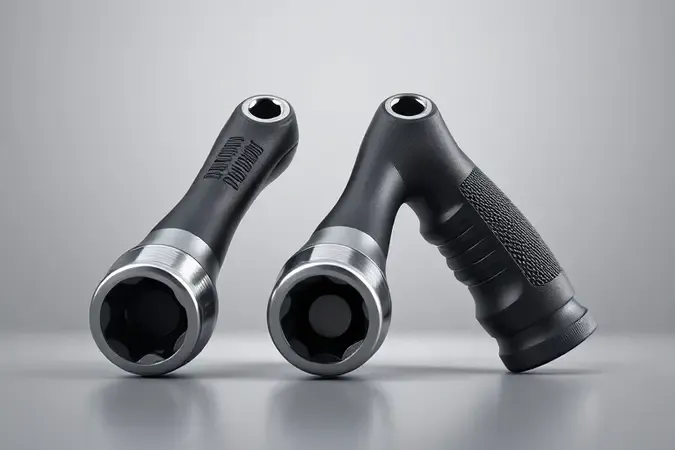 Três cabos de chave de soquete sem marca com diferentes designs ergonômicos em renderização 3D conceitual