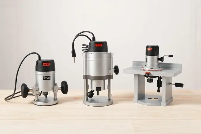 Renderização 3D mostrando três tipos diferentes de tupias para marcenaria em composição minimalista