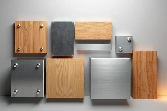 Ilustração 3D conceitual com diferentes tipos de esquadros para marcenaria em composição moderna com materiais realistas.