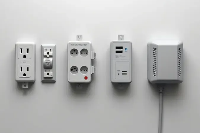 Quatro tipos de extensões elétricas lado a lado em composição premium 3D para comparação visual e escolha.