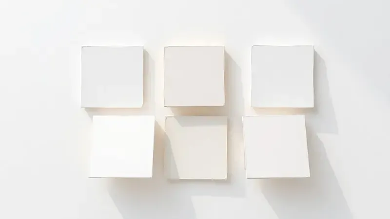 Render 3D conceitual mostrando diferentes tipos de fundo preparador de parede em amostras limpas com iluminação profissional.