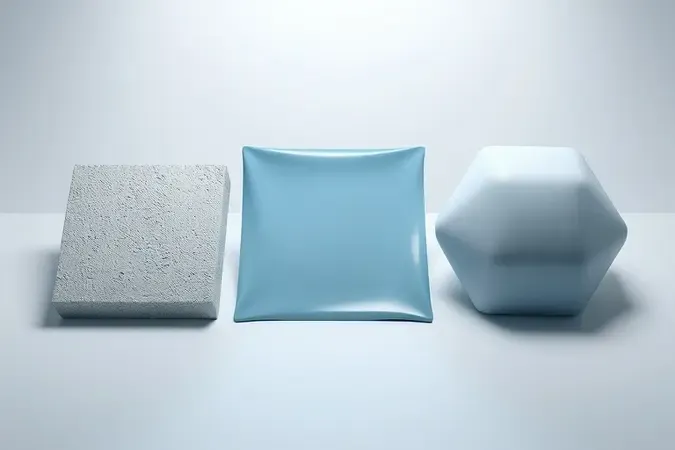 Amostras conceituais de três tipos de impermeabilizantes para piscina de alvenaria em composição 3D clean