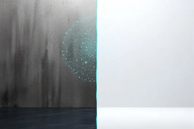 Renderização 3D conceitual contrastando superfície suja e texturizada com área renovada e limpa por jato de água de alta pressão